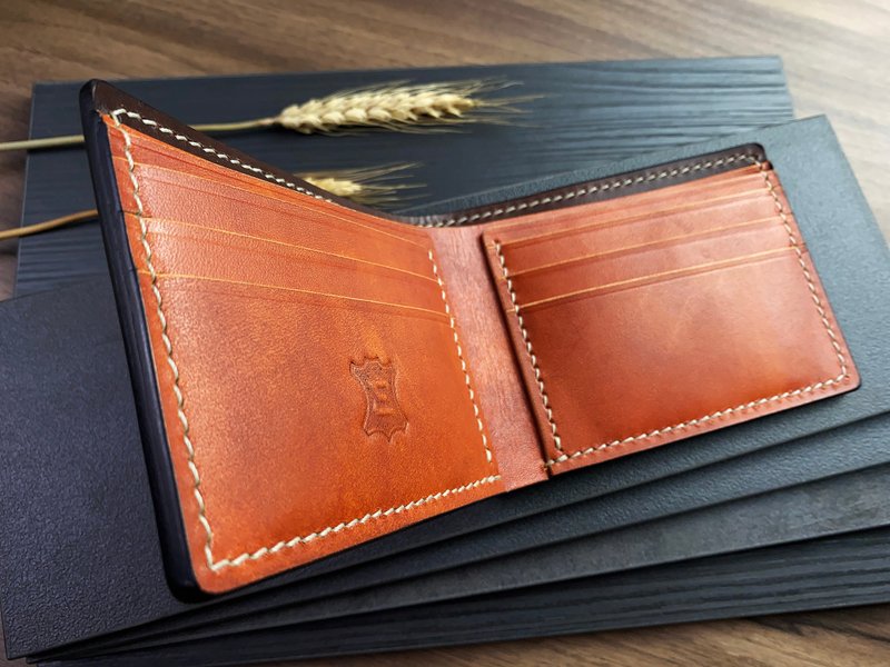 Eisen leather special color only one classic handmade vegetable tanned leather short clip stb-0816 - Wallets - Genuine Leather 