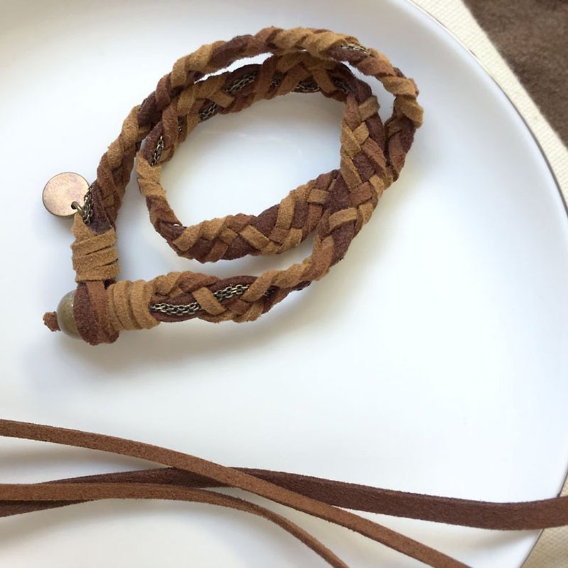 SAMEDi - Bohemian hand-woven bracelet - vintage camel - Bracelets - Other Materials Brown
