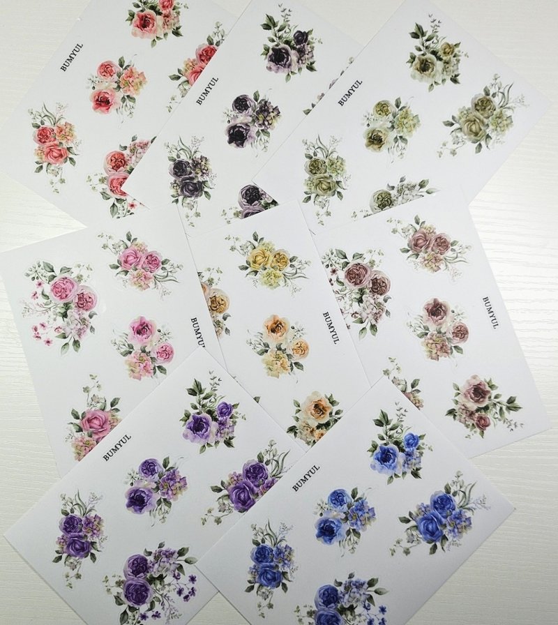 Colorful Rose Garden Deco Sticker - 便條紙/便利貼 - 紙 多色