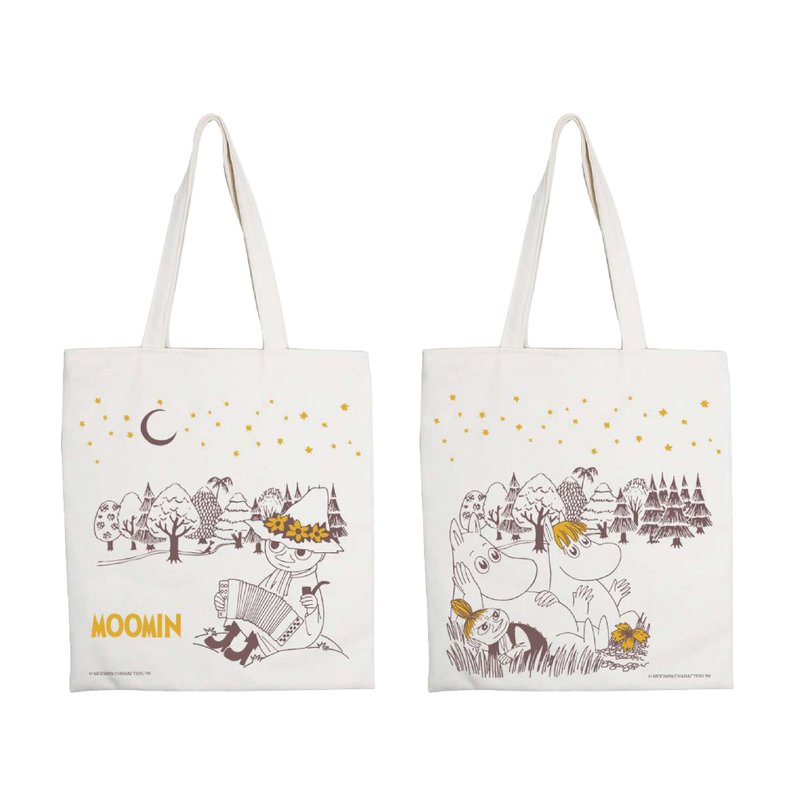 【MOOMIN】仲夏之夜 大容量購物包 - 手提包/手提袋 - 棉．麻 