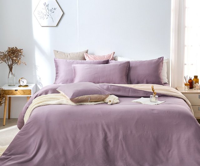 purple double bed quilt cover