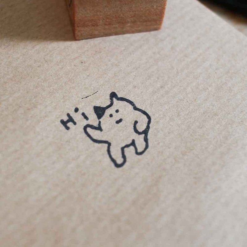 (Jayeon Store Wood Stamp Series) A cat waving and saying hi - 印章/印台 - 木頭 