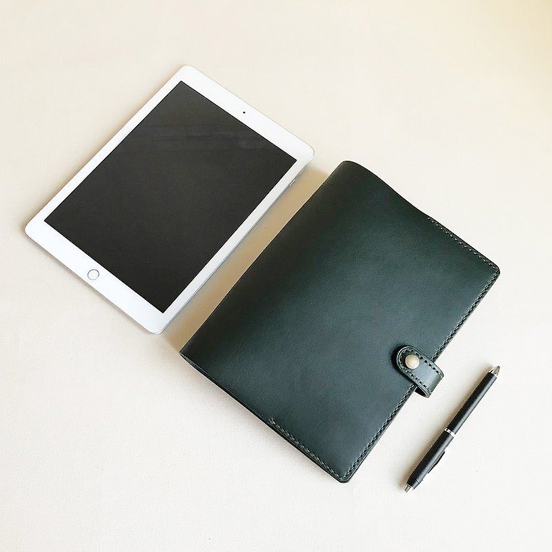 Logbook A5 six-hole loose-leaf leather book jacket/handbook/-British racing green/natural Brown - Notebooks & Journals - Genuine Leather Green