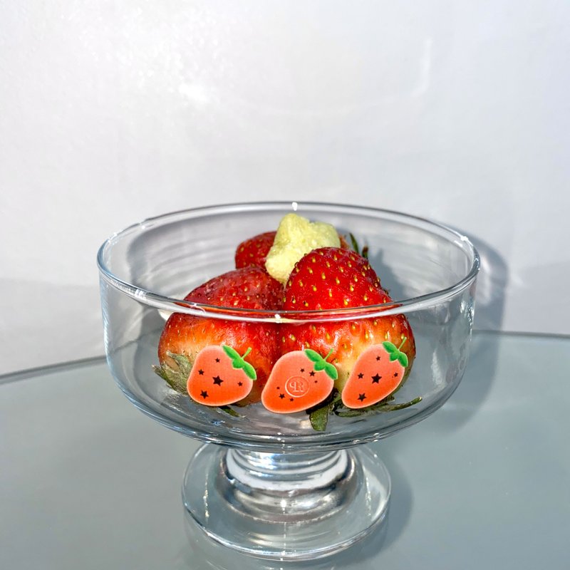 Strawberry Stars Glass Yogurt and Ice cream cup 265ml - Cups - Glass Transparent