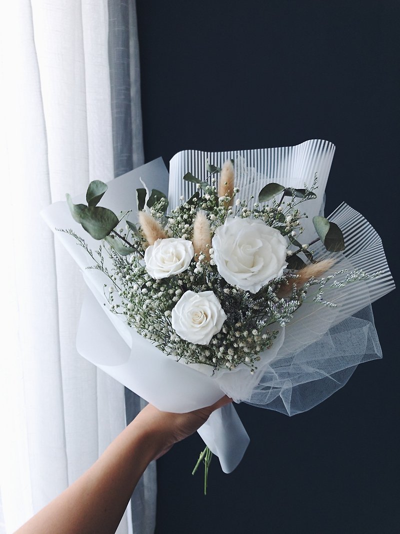Plantsense Valentine 's Day Bouquet - Pure White Blessing Birthday Rose Birthless Flower Flower - Plants - Plants & Flowers White