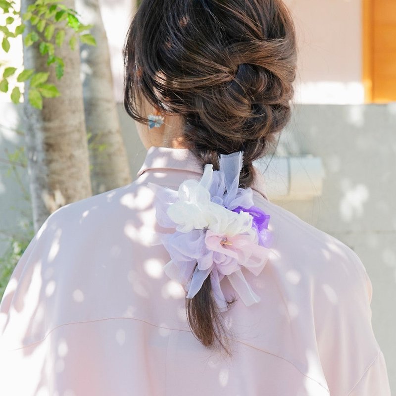 春限定 | アネモネ | 彩る咲き編みシュシュ - 髮夾/髮飾 - 其他人造纖維 紫色