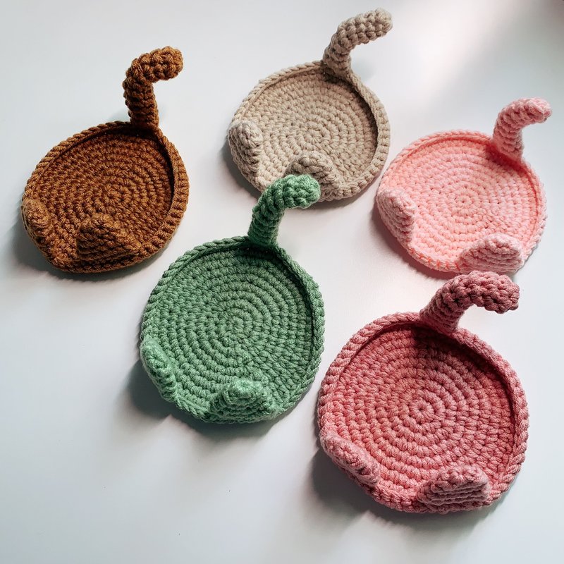 Amelia Jewelry | Cat Cookies | Cat Coasters Mineral Mats Small Mats | Wool Knitting - กล่องเก็บของ - เส้นใยสังเคราะห์ หลากหลายสี