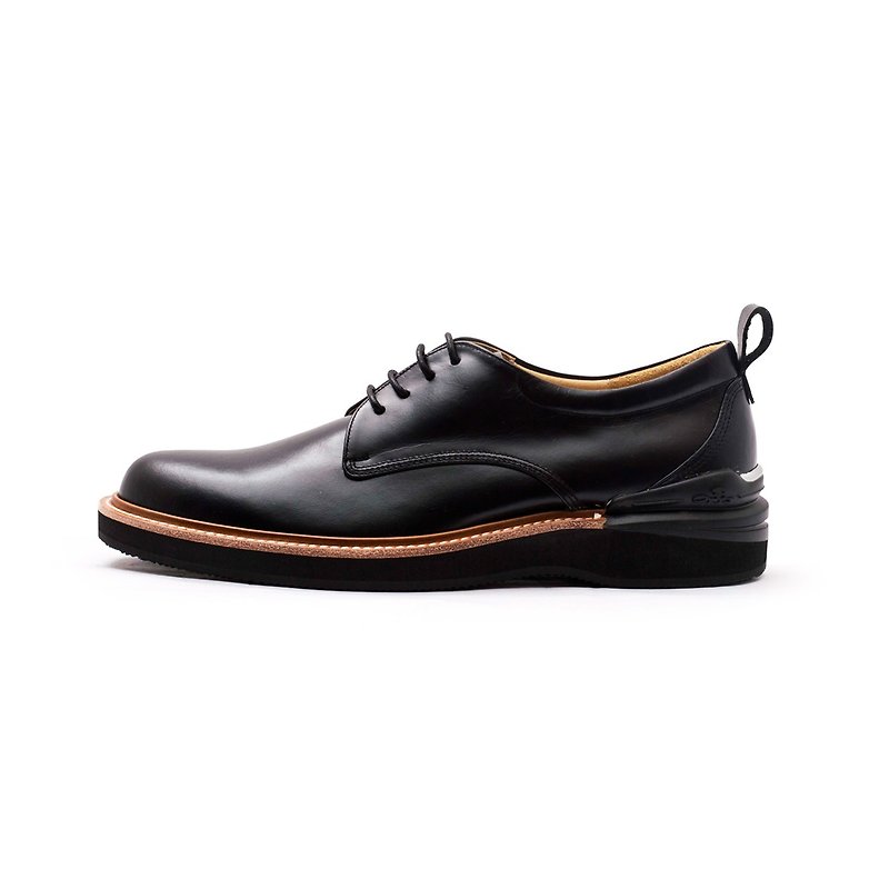 Chainloop SCOT Derby casual shoes air cushion insole made in Taiwan leather upper black leather - Men's Casual Shoes - Paper Black