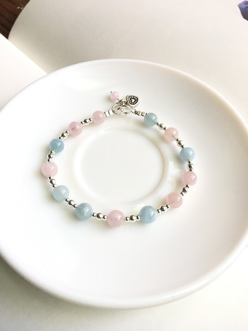 Ops Morganite Gemstone Silver bracelet-摩根石/純銀/粉嫩/手鍊 - 手鍊/手鐲 - 寶石 粉紅色