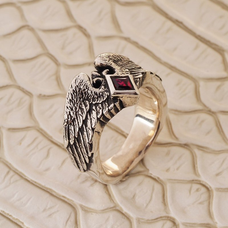 Archangel Knight Ruby Ring 925 Sterling Silver - General Rings - Sterling Silver Silver