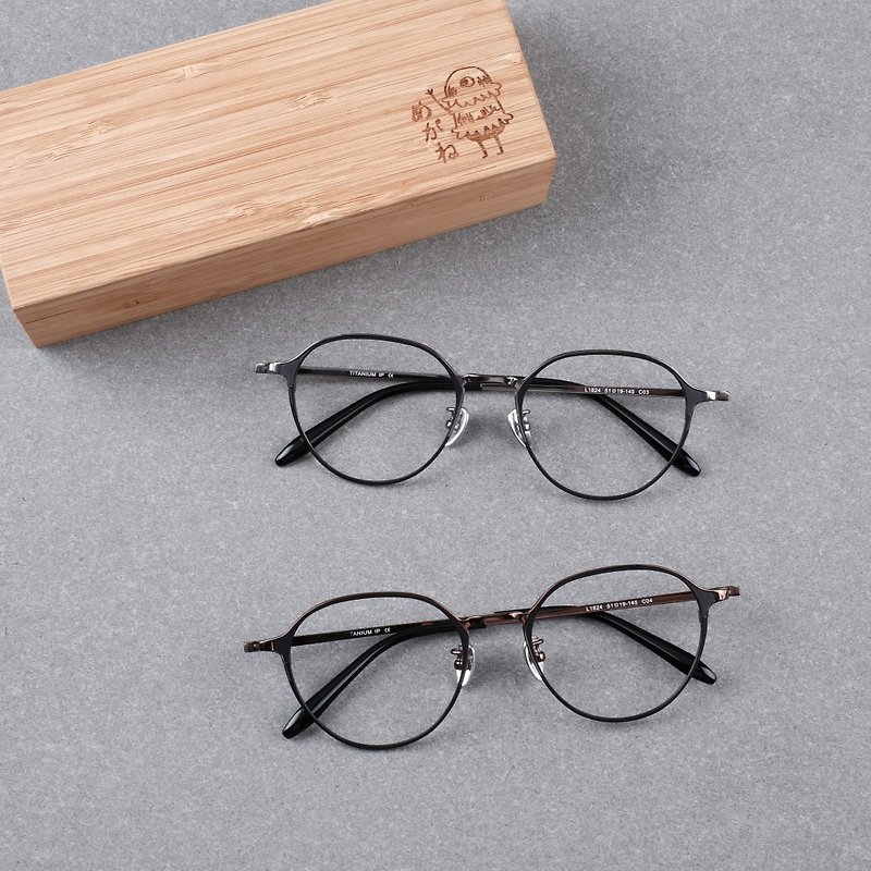 【福利品】韓國鈦金屬 鈦框 雙色眼鏡 鏡框 百搭款 黑/古銅 - 眼鏡/眼鏡框 - 其他金屬 黑色
