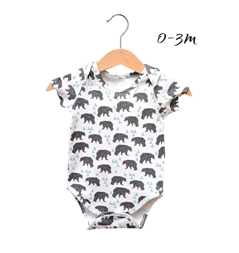 Bear baby boy onesie, baby girl bodysuit, baby boy clothes, baby girl clothes - ชุดทั้งตัว - ผ้าฝ้าย/ผ้าลินิน สีนำ้ตาล