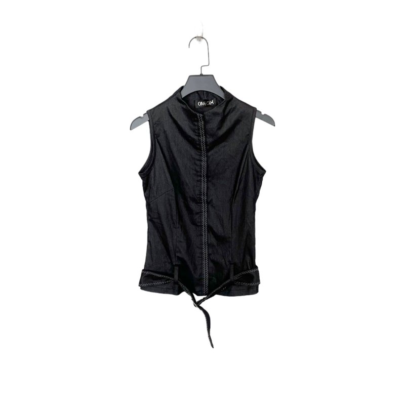 Secondhand black shimmer elastic vest with belt OPD310 Shop