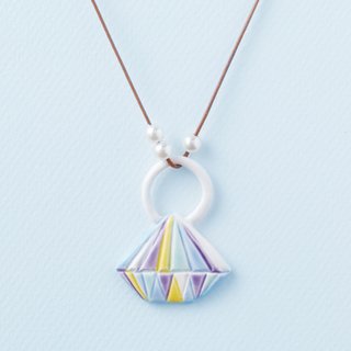 Diamond ring - handmade porcelain necklace
