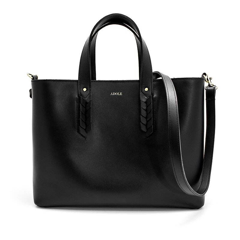 Laurel Woven-Leather Tote Bag/Black - กระเป๋าถือ - หนังแท้ สีดำ
