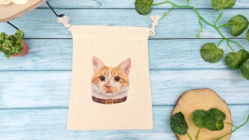 大頭黃貓-厚束口袋 - 束口袋/束口背包/水桶包 - 其他材質 