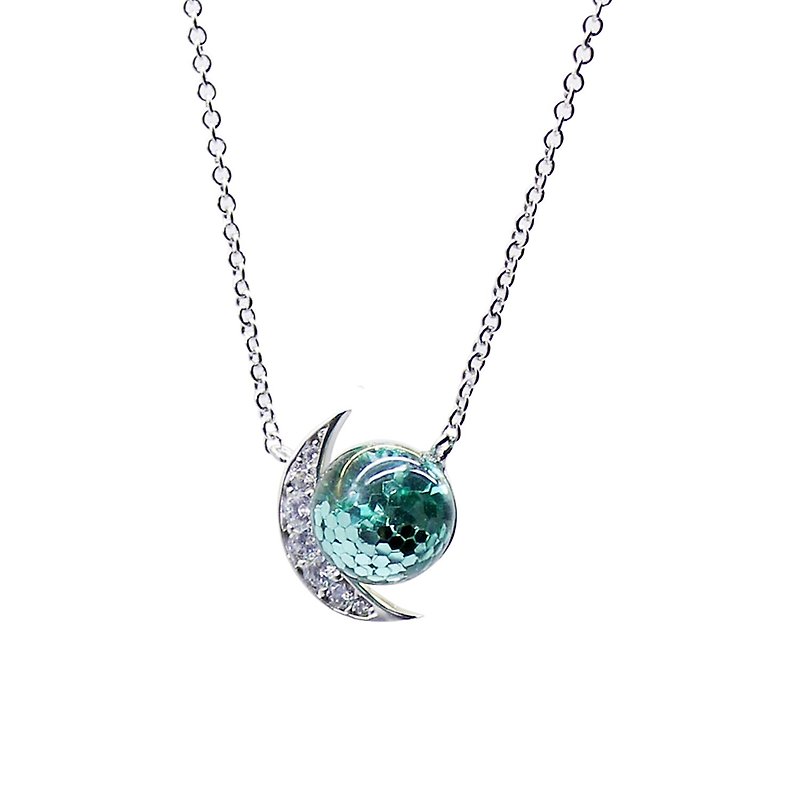 Lunar and Planetary Snowball Silver Necklace - สร้อยคอ - แก้ว 