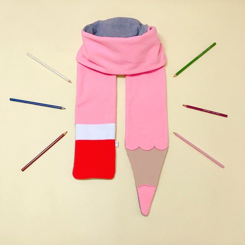 Mr.WEN - Pink Pencil scarf - Knit Scarves & Wraps - Cotton & Hemp Blue