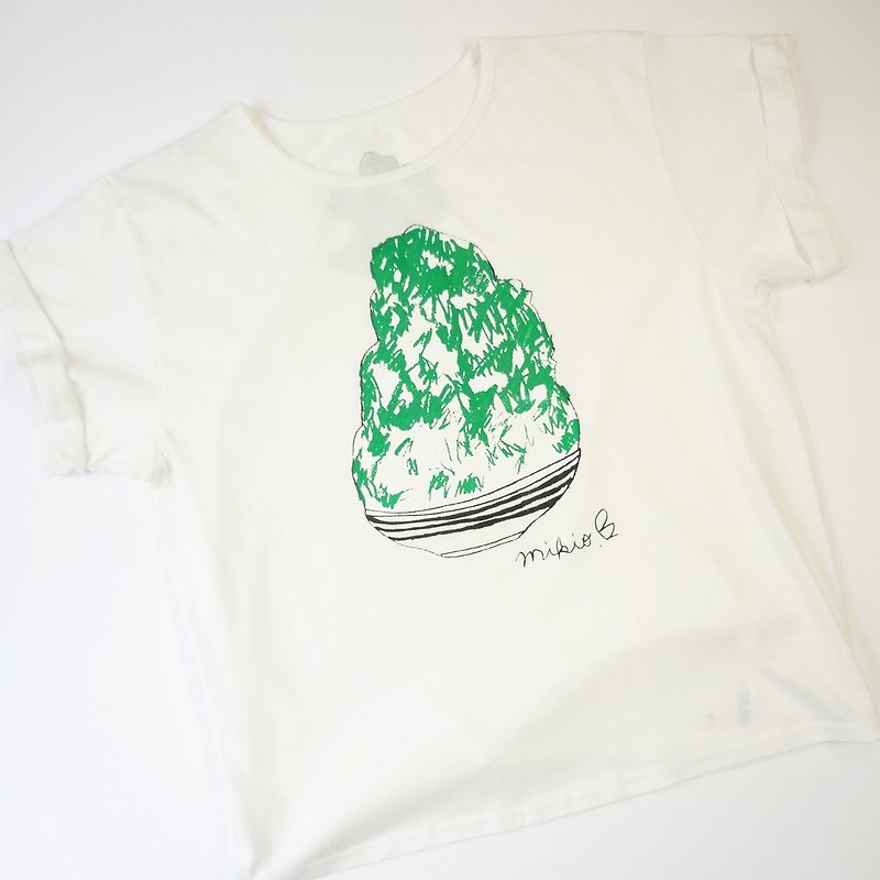 刨冰 Kakigori Shaved ice Women's YURUFUWA t-shirt Melon - Women's T-Shirts - Cotton & Hemp Green