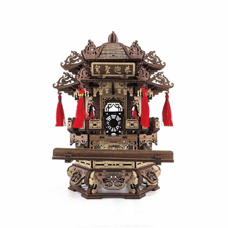 DIY材料包-廟宇系列-六角神轎 木頭模型 神轎 木質立體拼圖 禮物 - 木工/竹藝/紙雕 - 木頭 咖啡色