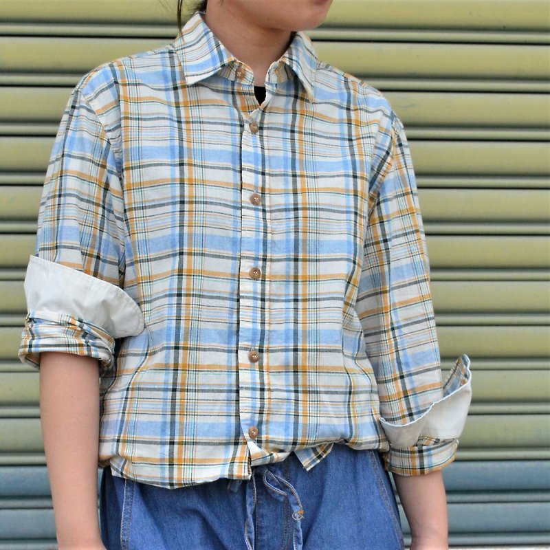 Classic Cotton Linen Plaid Shirt - เสื้อเชิ้ตผู้ชาย - ผ้าฝ้าย/ผ้าลินิน หลากหลายสี