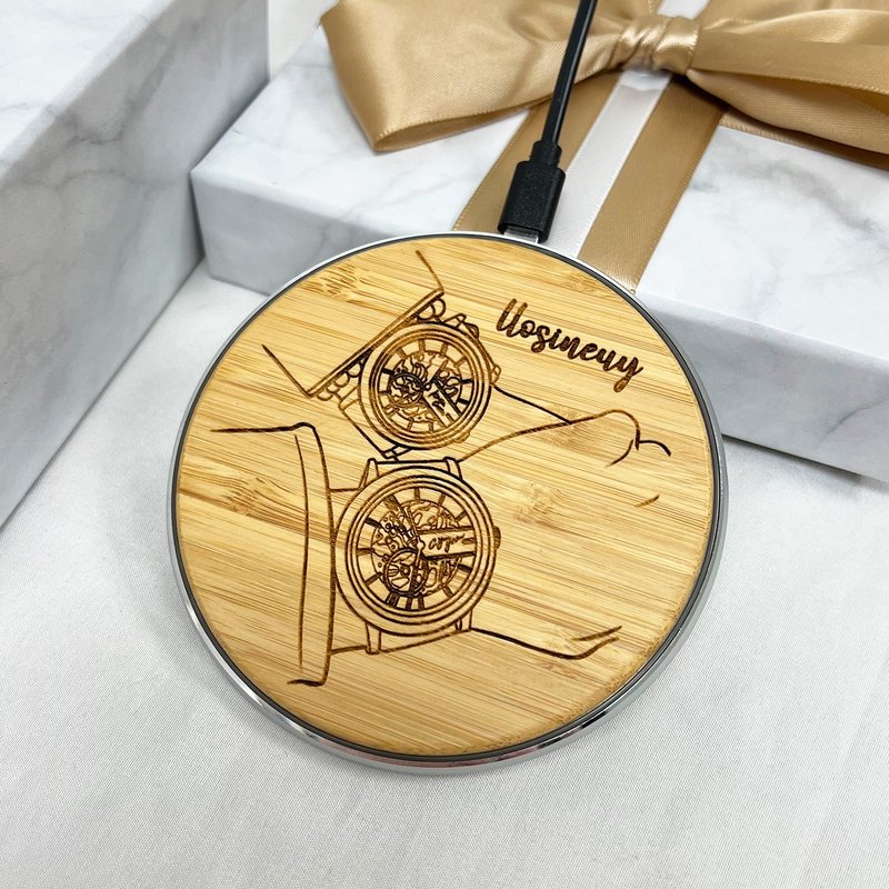 [Made in Hong Kong] Log Color Wooden Wireless Charger | Wireless Charger | Immigrant Gift - ที่ชาร์จไร้สาย - ไม้ 