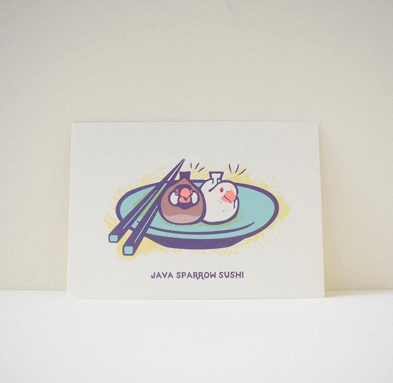 postcard:“Java Sparrow Sushi”