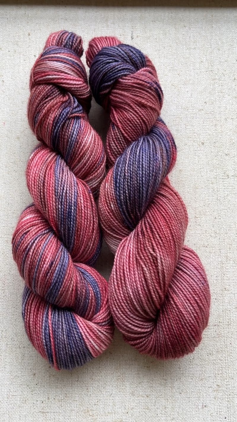 Hand-Dyed Wool Yarn - Raspberry Rain - Knitting, Embroidery, Felted Wool & Sewing - Wool Red