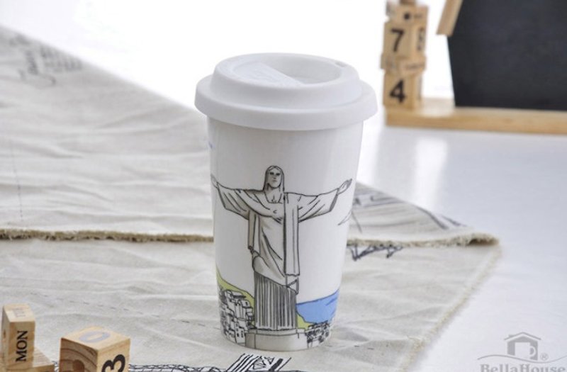JB Design I am not a paper cup~ Statue of Jesus Christ the Redeemer in Rio de Janeiro, Brazil - แก้วมัค/แก้วกาแฟ - เครื่องลายคราม 