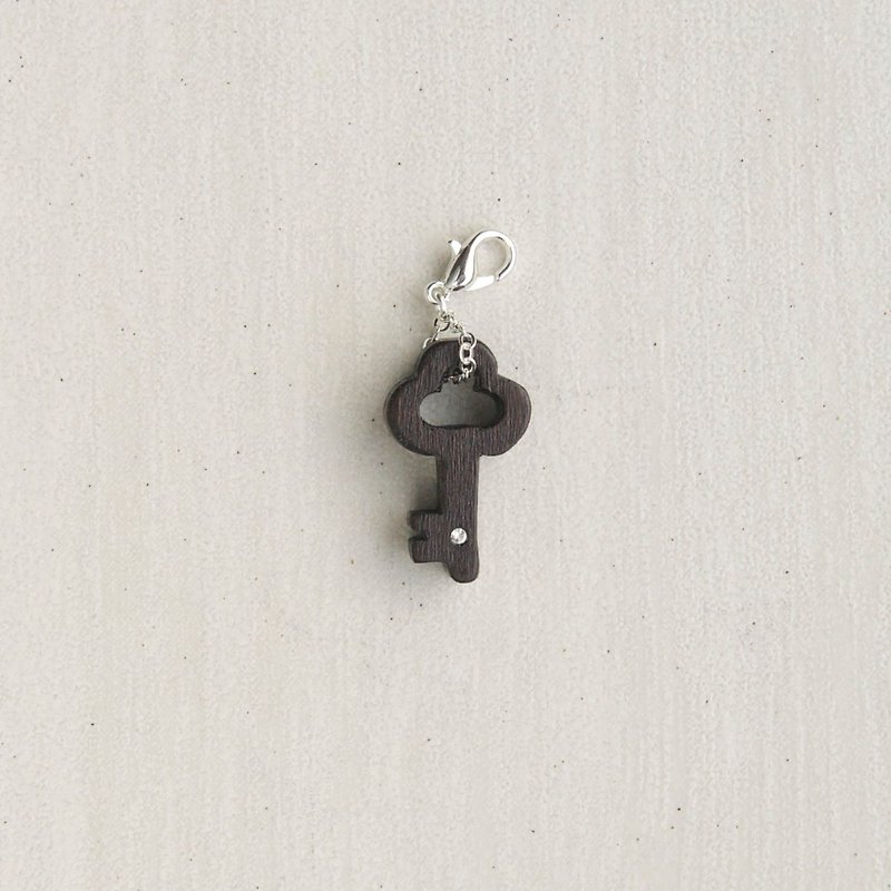 Wood CHARM "" lock and key. Charm [optional gold / silver buckle] - Other - Wood Brown