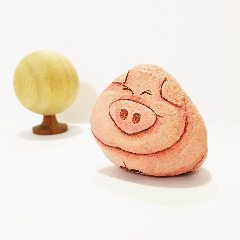Pink Pig Stone painting. - Other - Stone Pink