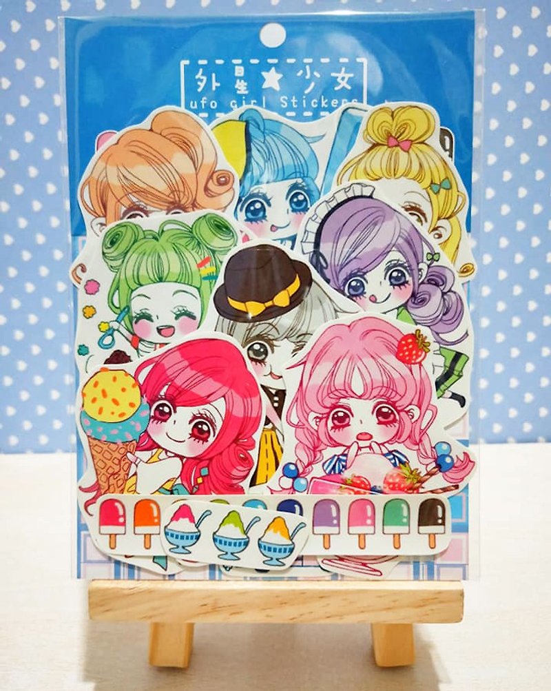 Ice cream girl stickers group - สติกเกอร์ - กระดาษ สีน้ำเงิน
