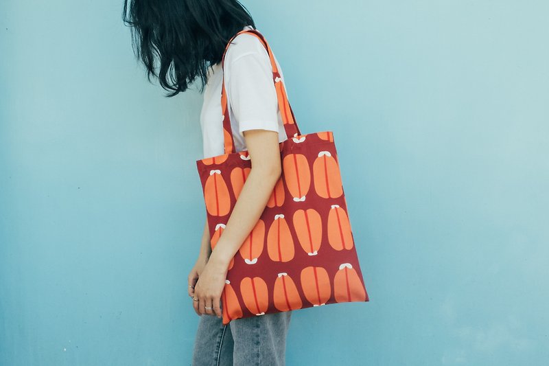 Other Man-Made Fibers Messenger Bags & Sling Bags Red - [A4 Machine Washable] Mullet Roe Print Tote Bag
