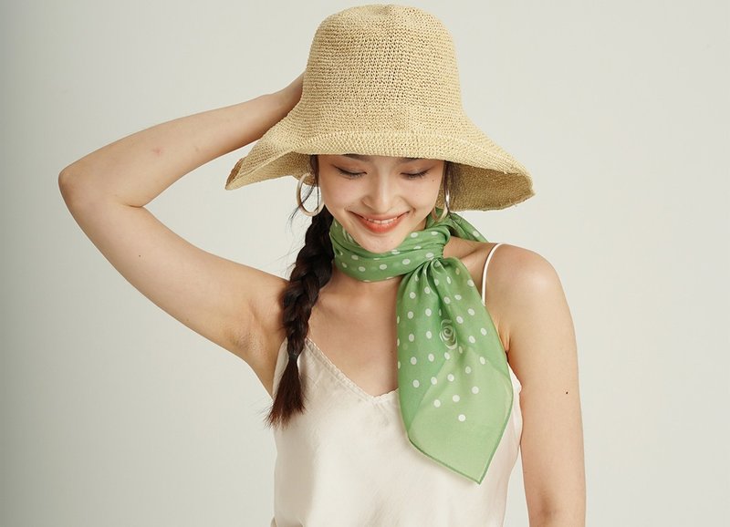 後花園 山茶波點雪紡小披肩百搭真絲巾 - 絲巾 - 絲．絹 多色