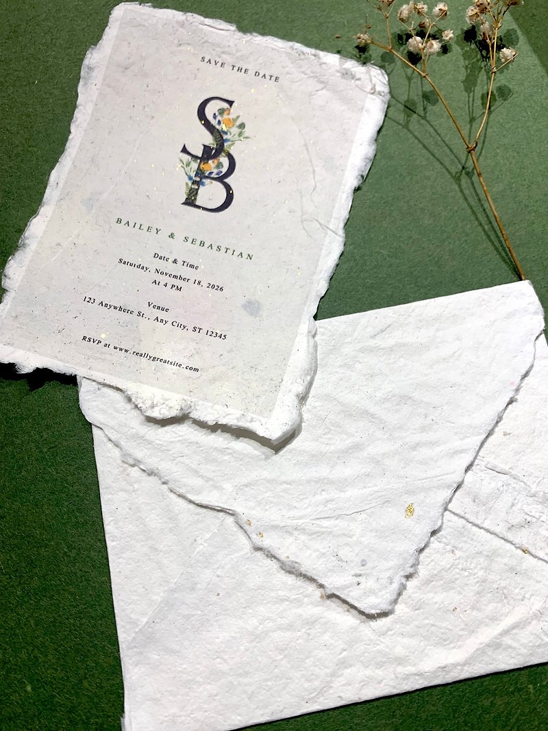 handmade paper invitations - Wedding Invitations - Paper White