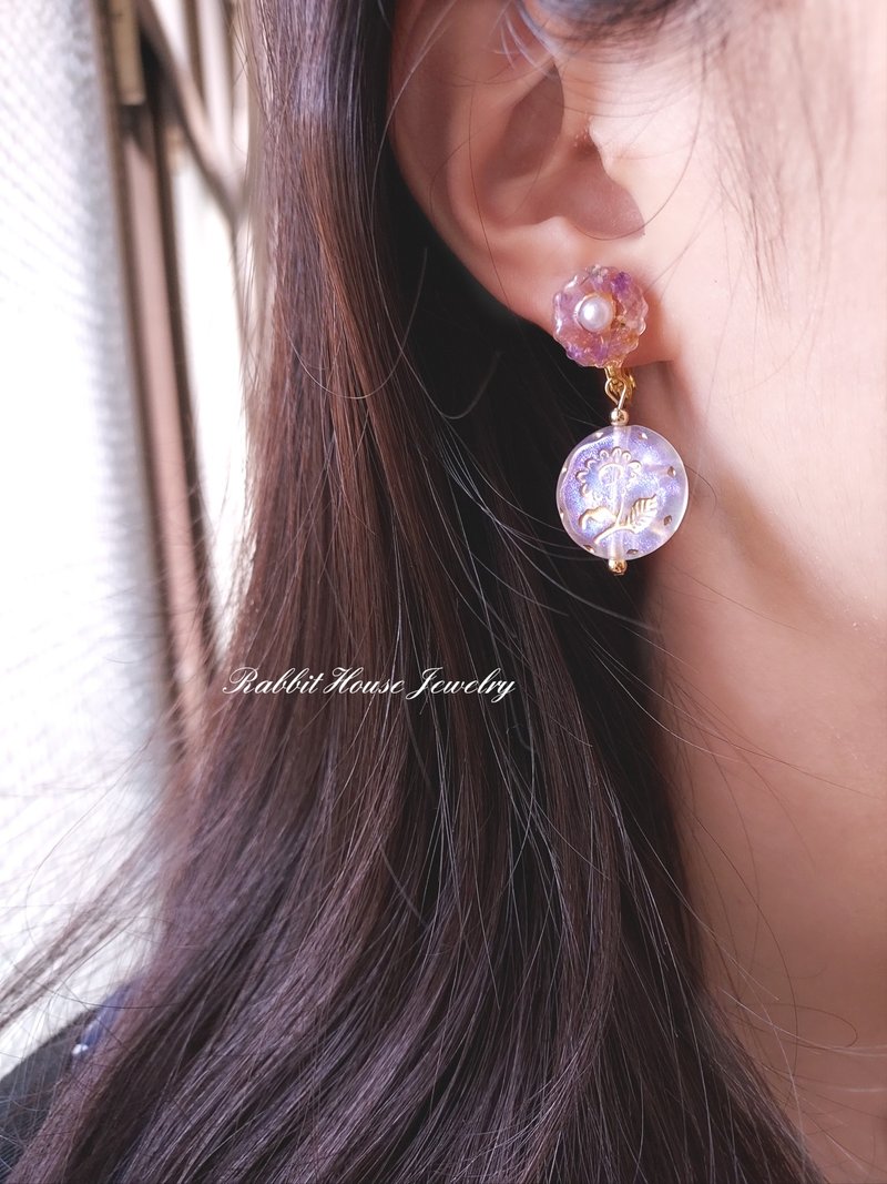 vintage button daisy earrings - ต่างหู - วัสดุอื่นๆ 