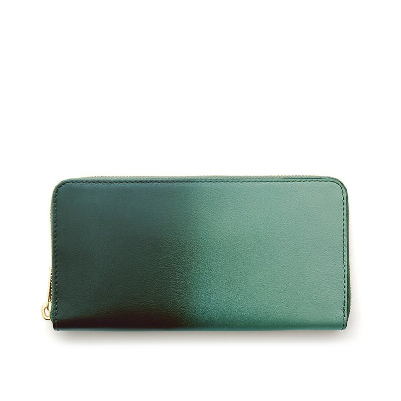 Irodori seasonal color ㄇ-shaped long clip 2022 version-Xia Muli - กระเป๋าสตางค์ - หนังแท้ สีเขียว