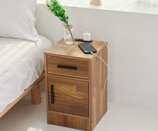 ベッドサイドキャビネット ダークブラウン 引き出し＆キャスター付き Amazon | プラス サイドキャビネット 3段ワゴン OXシリーズ