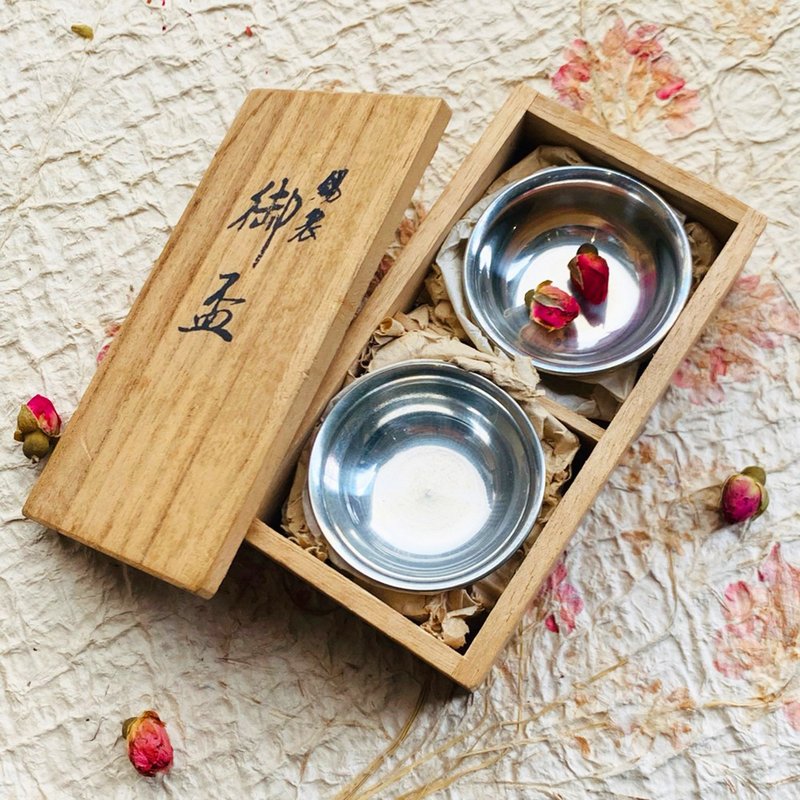 日本 大阪浪華純錫小酒杯組│上乘錫器 月下獨酌 一組兩入 - 酒杯/酒器 - 其他金屬 銀色