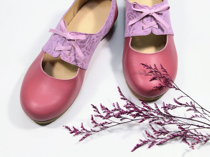 Healthy and beautiful shoes-thumbs eversion//soft and stress-relieving//rose pink - รองเท้าหนังผู้หญิง - หนังแท้ สีม่วง