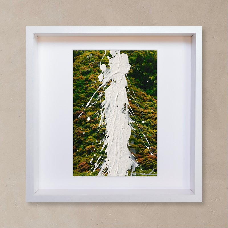 【森林】インテリアアート - 緑 山 壁掛け 木製の額縁付き - ポスター・絵 - アクリル グリーン