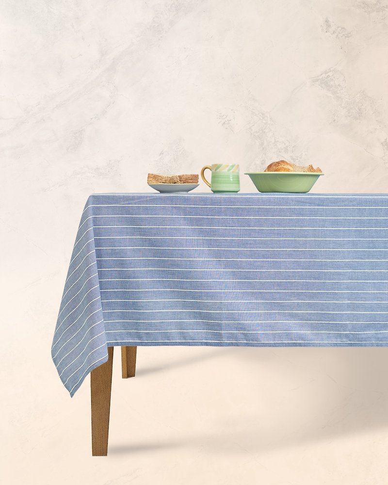 Han&Co. Table Cloth – ผ้าปูโต๊ะสี Arctic Stripe HCTBC 桌布 - โต๊ะอาหาร - ผ้าฝ้าย/ผ้าลินิน สีน้ำเงิน
