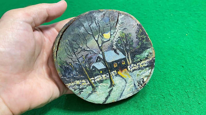 Original Acrylic Landscape Painting on Wood, Hand-Carved - Illustration, Painting & Calligraphy - Wood 