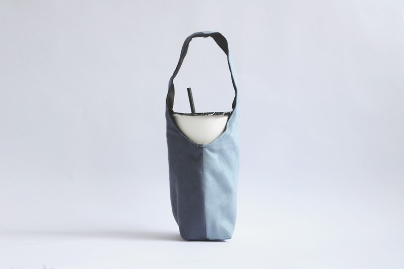 MaryWil麂皮雙面環保杯套飲料提袋-深藍x灰藍 - 飲料提袋/杯袋/杯套 - 聚酯纖維 多色