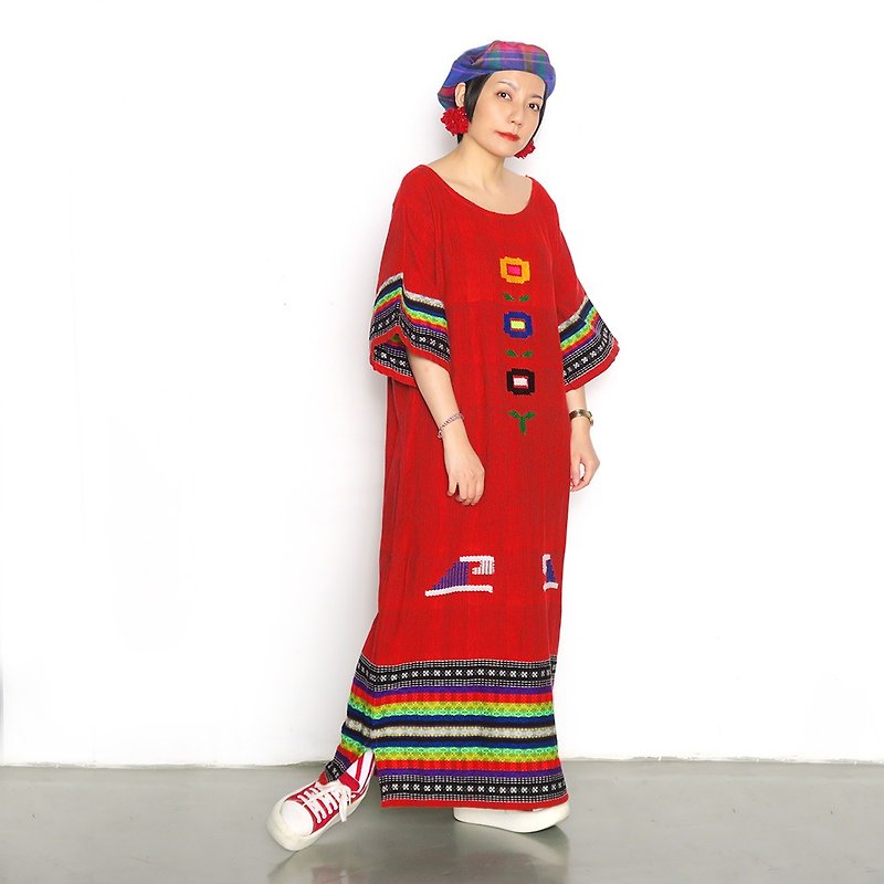 Festival of flowers. red mexican dress - One Piece Dresses - Other Man-Made Fibers Multicolor