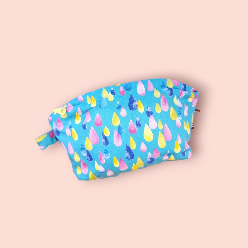 Watercolor waterdrop printing large cosmetic bag - Toiletry Bags & Pouches - Cotton & Hemp Multicolor