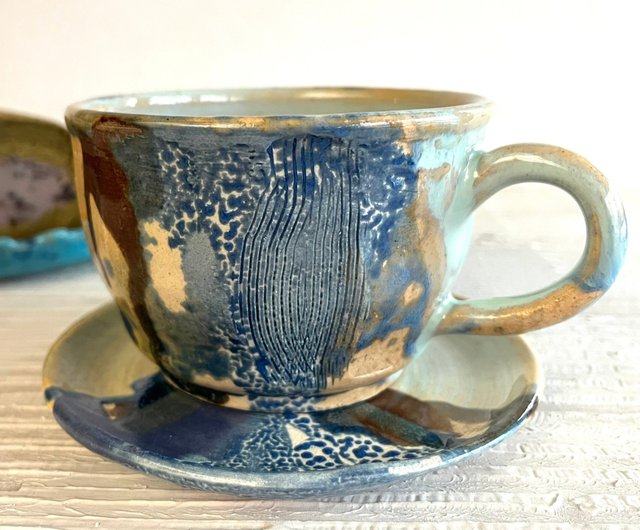 釉薬コーヒーカップ＆プレートセット（完売につきリメイク）_陶器マグカップ - ショップ shuyipottery マグカップ - Pinkoi