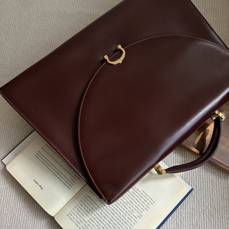 Cartier 卡地亞 Must Line 小牛皮 酒紅色 公事包 商務包 文件包 - 手提包/手提袋 - 真皮 紅色