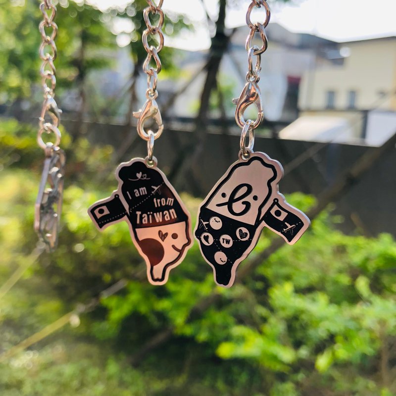 2023文博會 我來自台灣 島嶼造型 金屬切割 吊飾鑰匙圈  雙面設計 - 鑰匙圈/鑰匙包 - 其他金屬 橘色