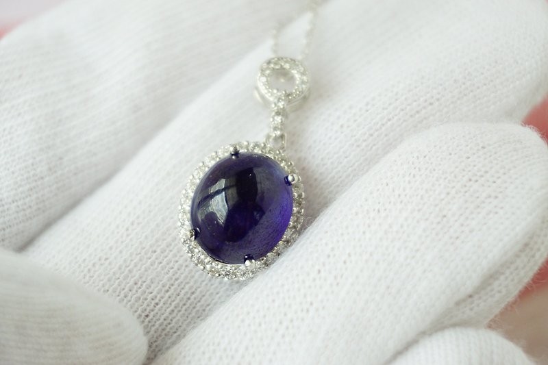 Natural Blue sapphire Necklace 925 Sterling Silver. - Necklaces - Sterling Silver Blue